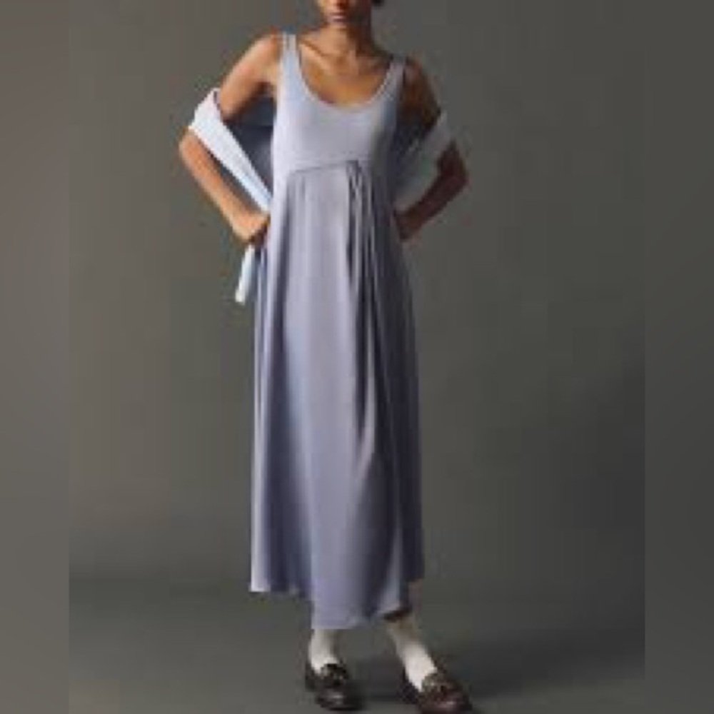 Anthropologie The Gemini Twofer Lavender Asymmetrical Maxi Midi Dress Sz Large